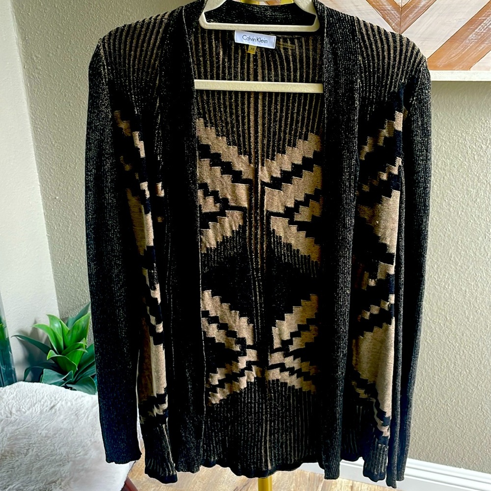 Calvin Klein black & tan Cardigan in size xs
